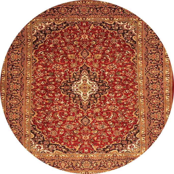 Machine Washable Medallion Orange Traditional Area Rugs, wshtr2119org