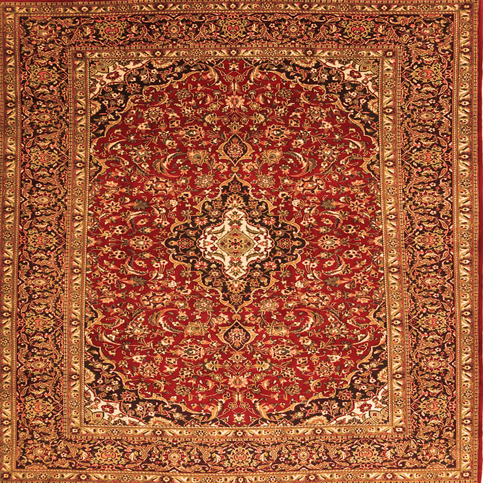 Serging Thickness of Medallion Orange Traditional Rug, tr2119org