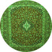 Square Medallion Green Traditional Rug, tr2119grn