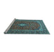 Sideview of Machine Washable Medallion Light Blue Traditional Rug, wshtr2119lblu