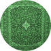 Round Medallion Emerald Green Traditional Rug, tr2119emgrn