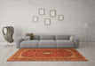 Machine Washable Medallion Orange Traditional Area Rugs in a Living Room, wshtr2119org