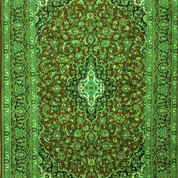 Serging Thickness of Machine Washable Medallion Green Traditional Area Rugs, wshtr2119grn