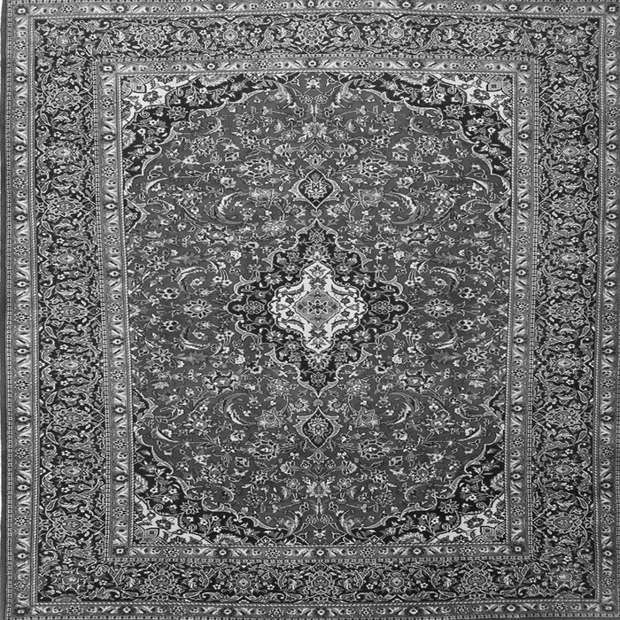 Round Machine Washable Medallion Gray Traditional Rug, wshtr2119gry