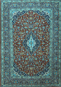 Medallion Light Blue Traditional Rug, tr2119lblu