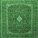 Square Medallion Emerald Green Traditional Rug, tr2119emgrn