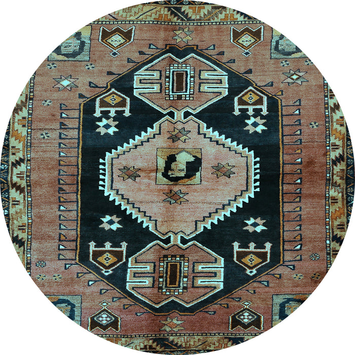 Round Persian Light Blue Traditional Rug, tr211lblu