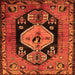 Round Machine Washable Persian Orange Traditional Area Rugs, wshtr211org