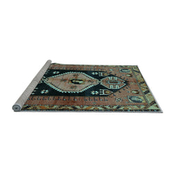 Sideview of Machine Washable Persian Light Blue Traditional Rug, wshtr211lblu