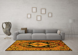 Machine Washable Persian Yellow Traditional Rug in a Living Room, wshtr211yw