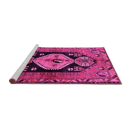 Sideview of Machine Washable Persian Pink Traditional Rug, wshtr211pnk