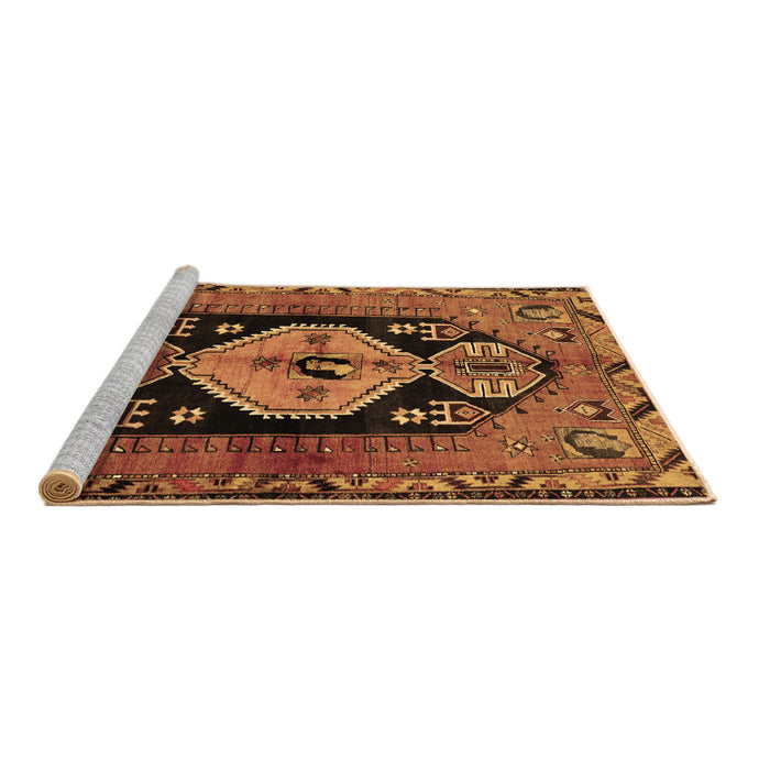 Sideview of Machine Washable Persian Brown Traditional Rug, wshtr211brn