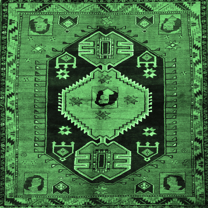 Square Machine Washable Persian Emerald Green Traditional Area Rugs, wshtr211emgrn