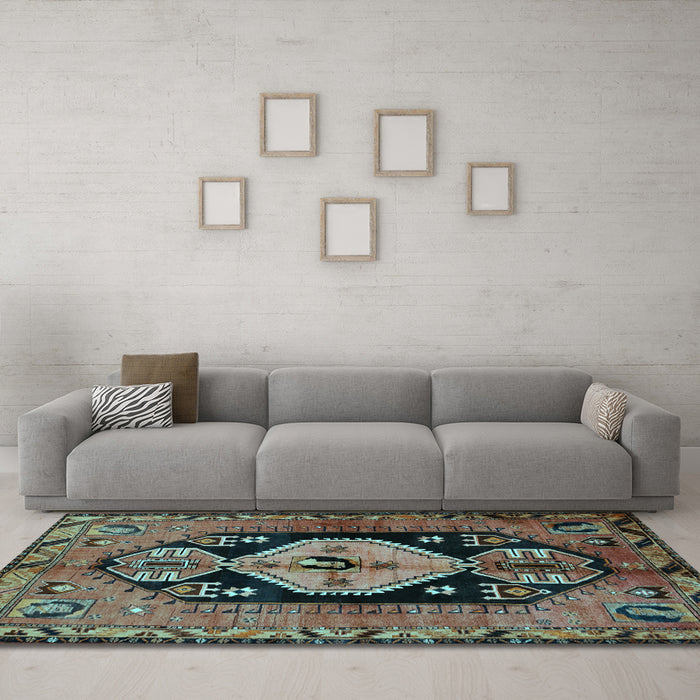 Machine Washable Persian Light Blue Traditional Rug in a Living Room, wshtr211lblu