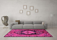 Machine Washable Persian Pink Traditional Rug, wshtr211pnk