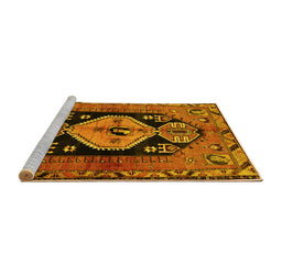 Sideview of Machine Washable Persian Yellow Traditional Rug, wshtr211yw