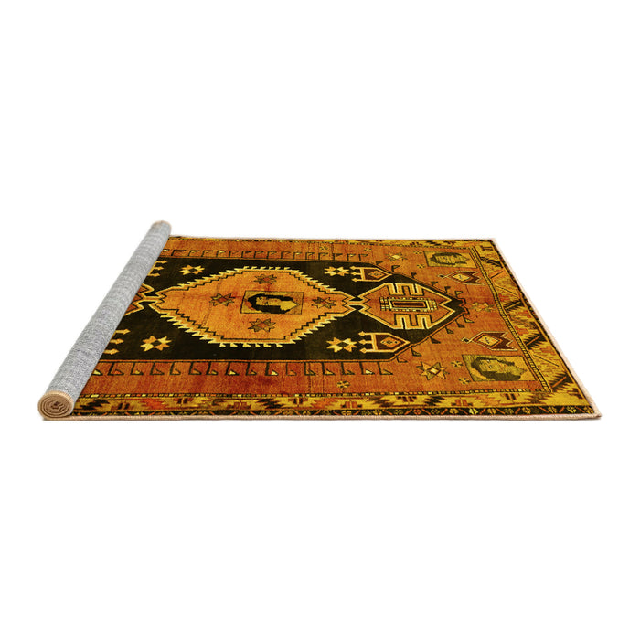 Sideview of Machine Washable Persian Yellow Traditional Rug, wshtr211yw