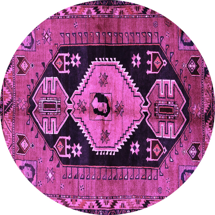 Round Machine Washable Persian Purple Traditional Area Rugs, wshtr211pur