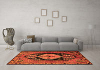 Machine Washable Persian Orange Traditional Rug, wshtr211org