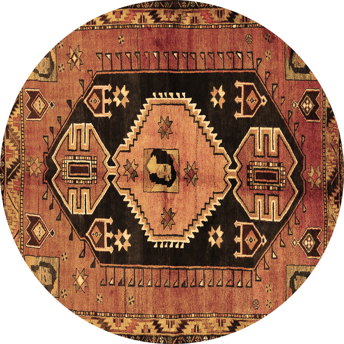 Round Persian Brown Traditional Rug, tr211brn