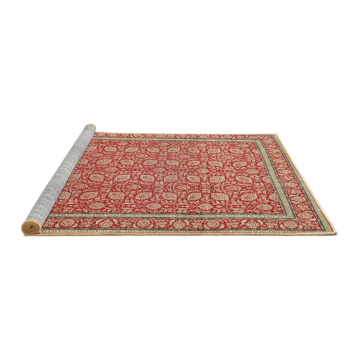 Sideview of Machine Washable Traditional Red Rug, wshtr212