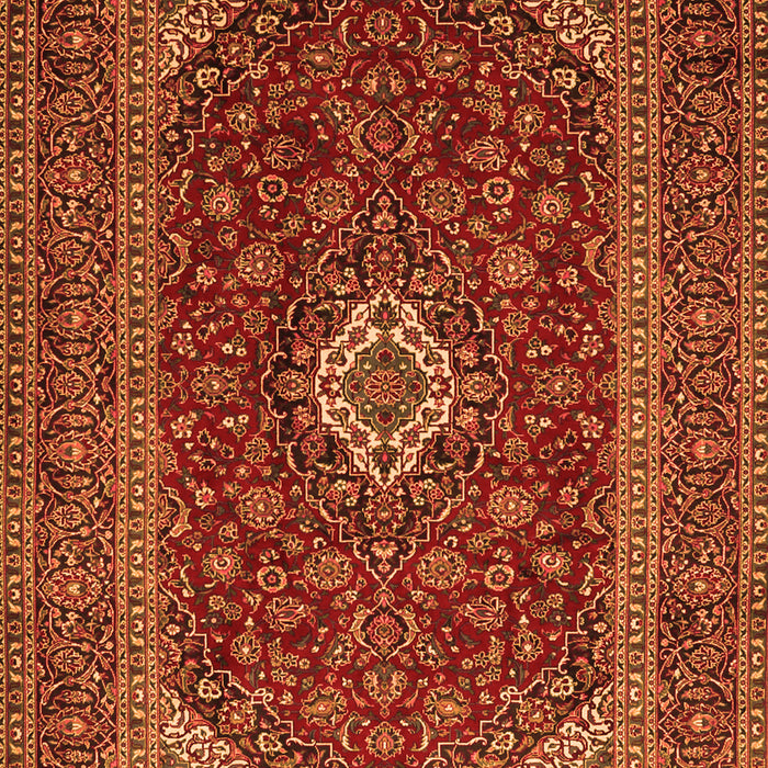 Serging Thickness of Machine Washable Medallion Orange Traditional Area Rugs, wshtr2120org