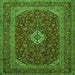 Round Machine Washable Medallion Green Traditional Area Rugs, wshtr2120grn