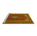 Sideview of Machine Washable Medallion Yellow Traditional Rug, wshtr2120yw