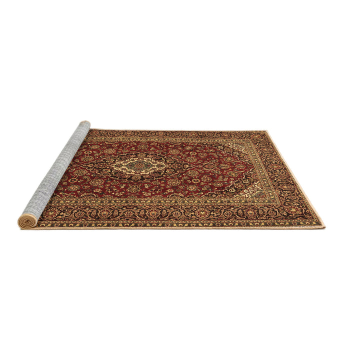 Sideview of Machine Washable Medallion Brown Traditional Rug, wshtr2120brn