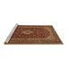 Sideview of Machine Washable Medallion Brown Traditional Rug, wshtr2120brn