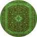 Square Medallion Green Traditional Rug, tr2120grn