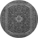 Machine Washable Medallion Gray Traditional Rug, wshtr2120gry