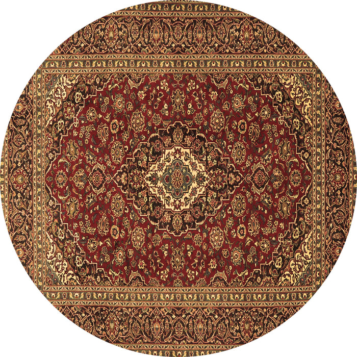 Round Medallion Brown Traditional Rug, tr2120brn
