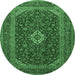 Round Medallion Emerald Green Traditional Rug, tr2120emgrn