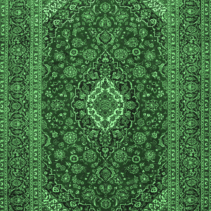 Machine Washable Medallion Emerald Green Traditional Area Rugs, wshtr2120emgrn