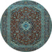 Round Medallion Light Blue Traditional Rug, tr2120lblu