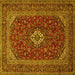 Square Medallion Yellow Traditional Rug, tr2120yw