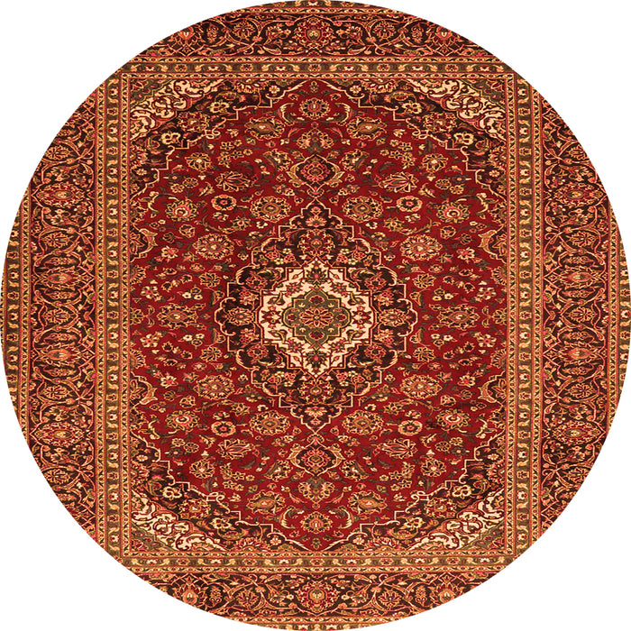 Square Medallion Orange Traditional Rug, tr2120org