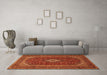 Machine Washable Medallion Orange Traditional Area Rugs in a Living Room, wshtr2120org