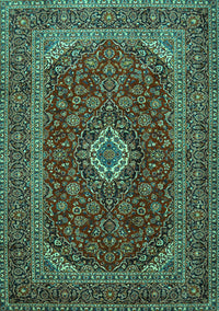 Medallion Turquoise Traditional Rug, tr2120turq