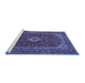 Sideview of Machine Washable Medallion Blue Traditional Rug, wshtr2120blu