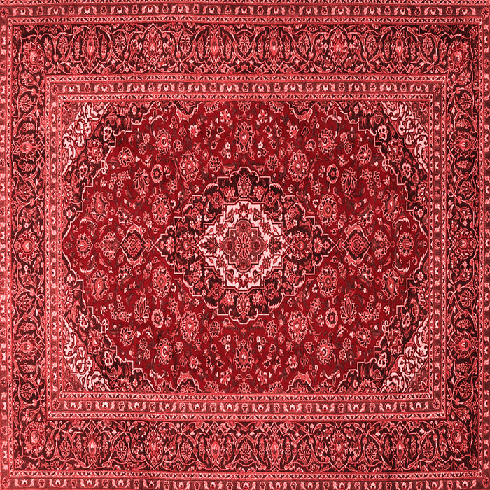 Machine Washable Medallion Red Traditional Rug, wshtr2120red