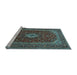 Sideview of Machine Washable Medallion Light Blue Traditional Rug, wshtr2120lblu