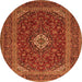 Machine Washable Medallion Orange Traditional Area Rugs, wshtr2120org