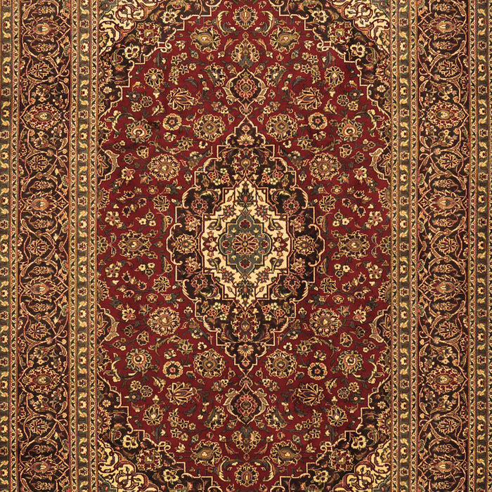 Machine Washable Medallion Brown Traditional Rug, wshtr2120brn