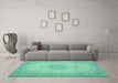 Machine Washable Persian Turquoise Traditional Area Rugs in a Living Room,, wshtr2121turq