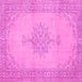 Square Machine Washable Persian Pink Traditional Rug, wshtr2121pnk