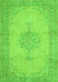 Serging Thickness of Machine Washable Persian Green Traditional Area Rugs, wshtr2121grn