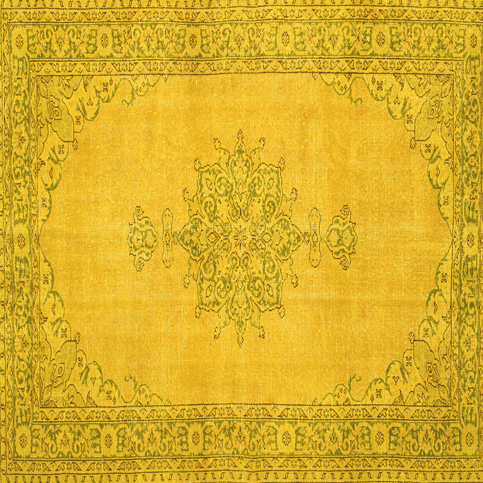 Square Machine Washable Persian Yellow Traditional Rug, wshtr2121yw