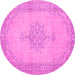 Round Machine Washable Persian Pink Traditional Rug, wshtr2121pnk